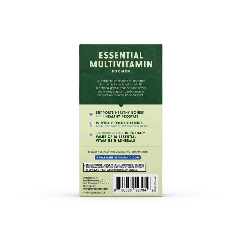 EarthFirst Organic Men's Multivitamin bottle with 30-count