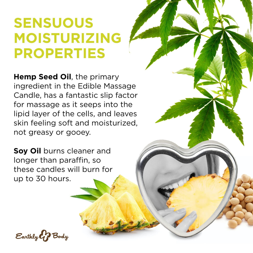 Heart-shaped Pineapple Edible Massage Candle melting into oil