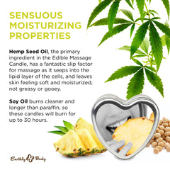 Heart-shaped Pineapple Edible Massage Candle melting into oil