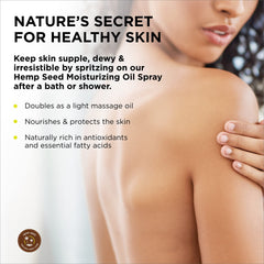 Close up of Glow Massage Oil Spray label Naked in The Woods