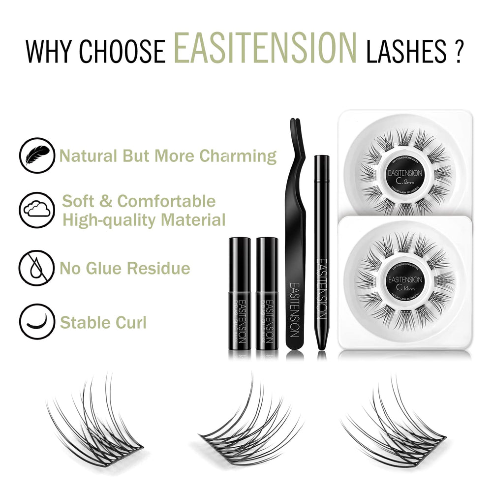 EASITENSION black-tip tweezers help precise placement during DIY lash application