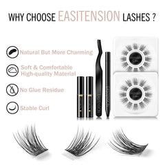 EASITENSION DIY eyelash extension 14mm clusters for fuller, dramatic look.