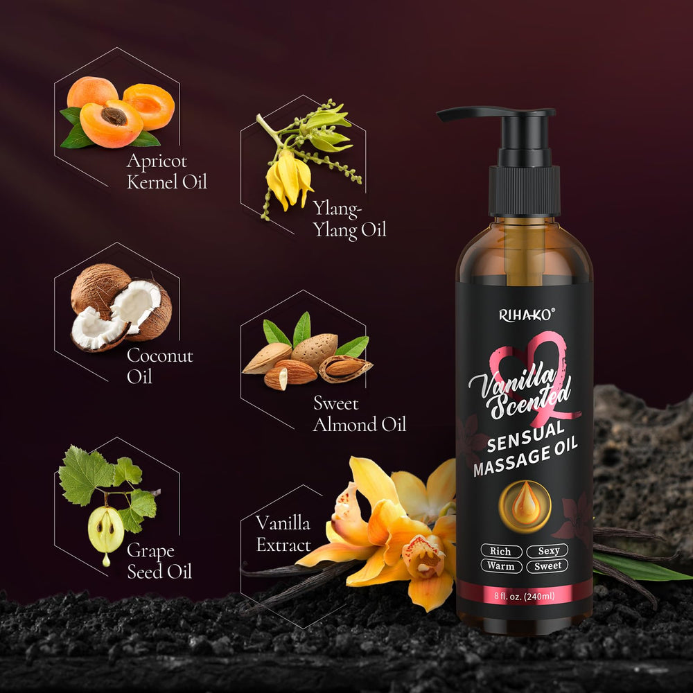 Couple sharing a massage with vanilla-scented oil