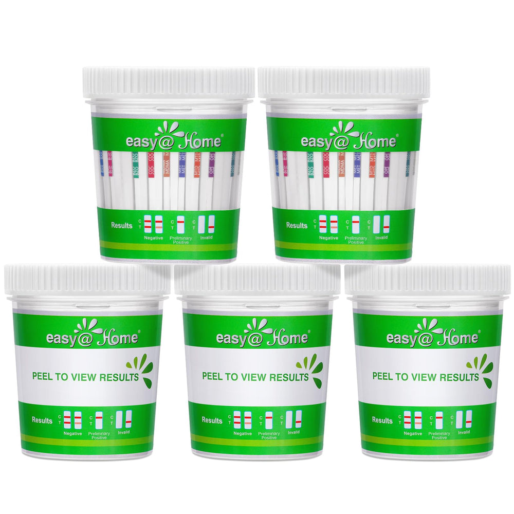 Front view of Easy@Home 14-panel drug test cup