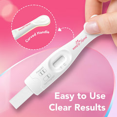 Packaging and kit contents of Easy@Home pregnancy test sticks