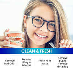 Soak/dissolve process for dentures using Y-Kelin cleaner