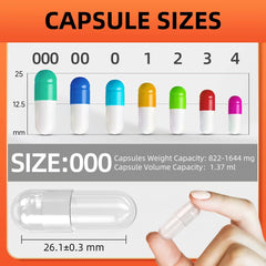 Close-up of easy-to-fill vegan capsules.