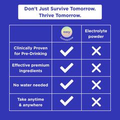 EASY TOMORROW white grape flavor packaging shown for travel-friendly choice