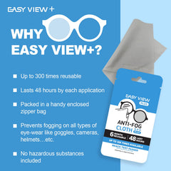 Goggles treated with EASY VIEW+ anti-fog microfiber cloth
