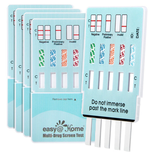 Easy@Home 5-Panel Urine Drug Test Kit 5 Pack packaging