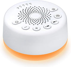 Easysleep white noise machine compact size on bedside table for travel-friendly sleep support