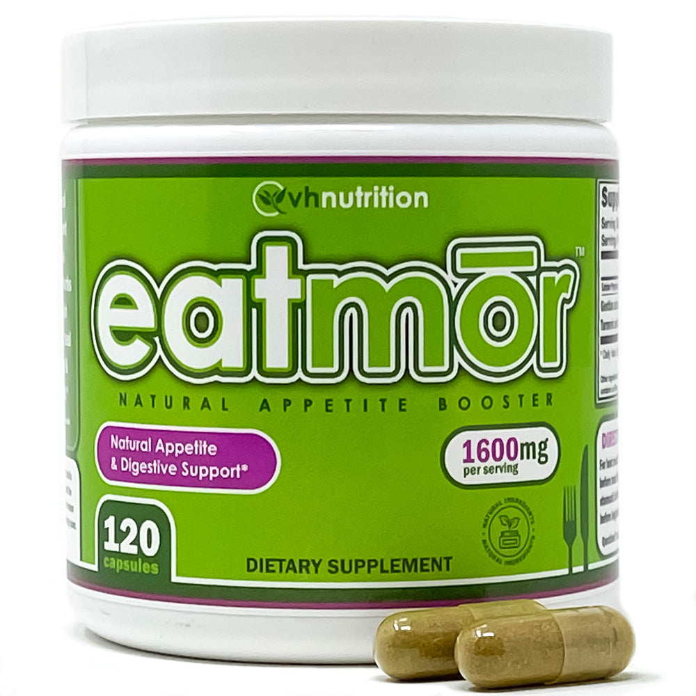 Eatmor bottle front with 120 capsules