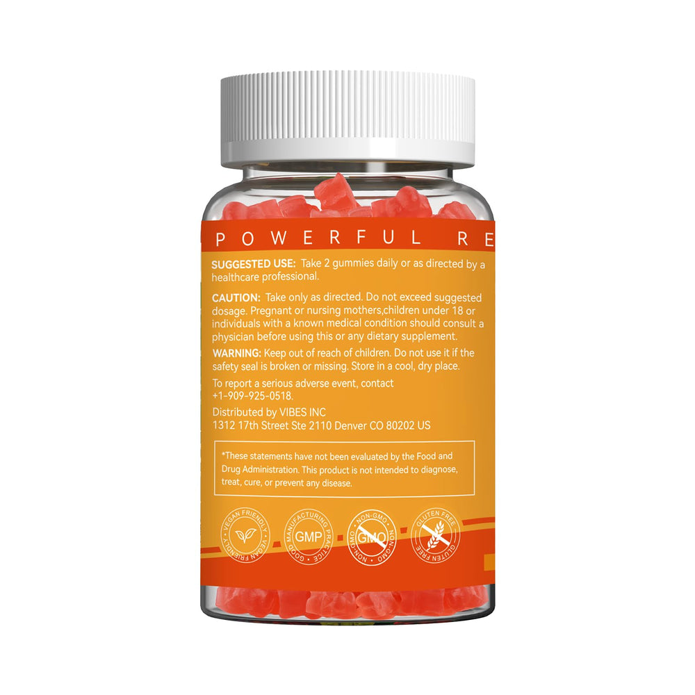Strawberry-flavored Ashwagandha gummies on a white background