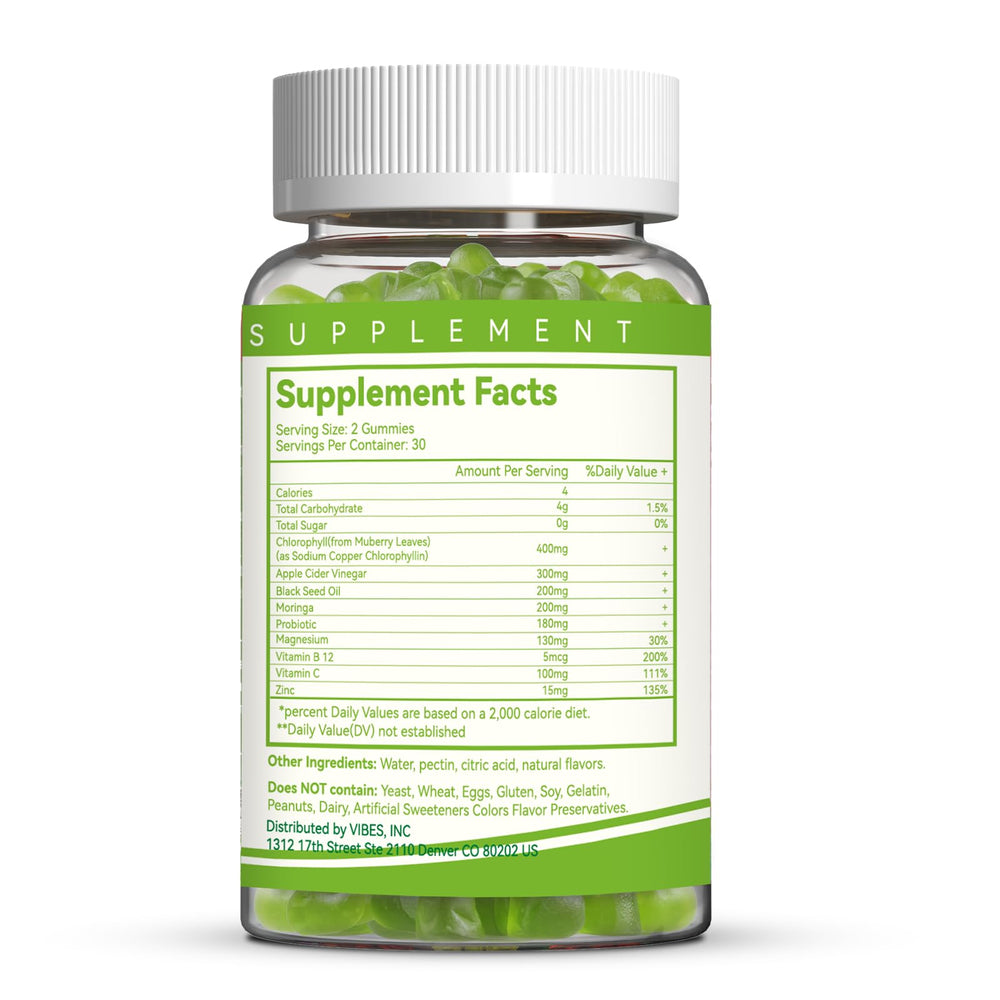 Vegan, Non-GMO, Sugar-Free and GMP facility note on packaging
