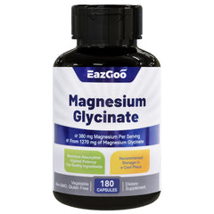 Bottle of EAZGOO Magnesium Glycinate Capsules 180-count