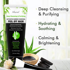 Ebanel Charcoal Peel-Off Mask being applied to nose area for deep cleansing.