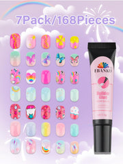EBANKU seven-style kids nails pack shown for easy at-home art.