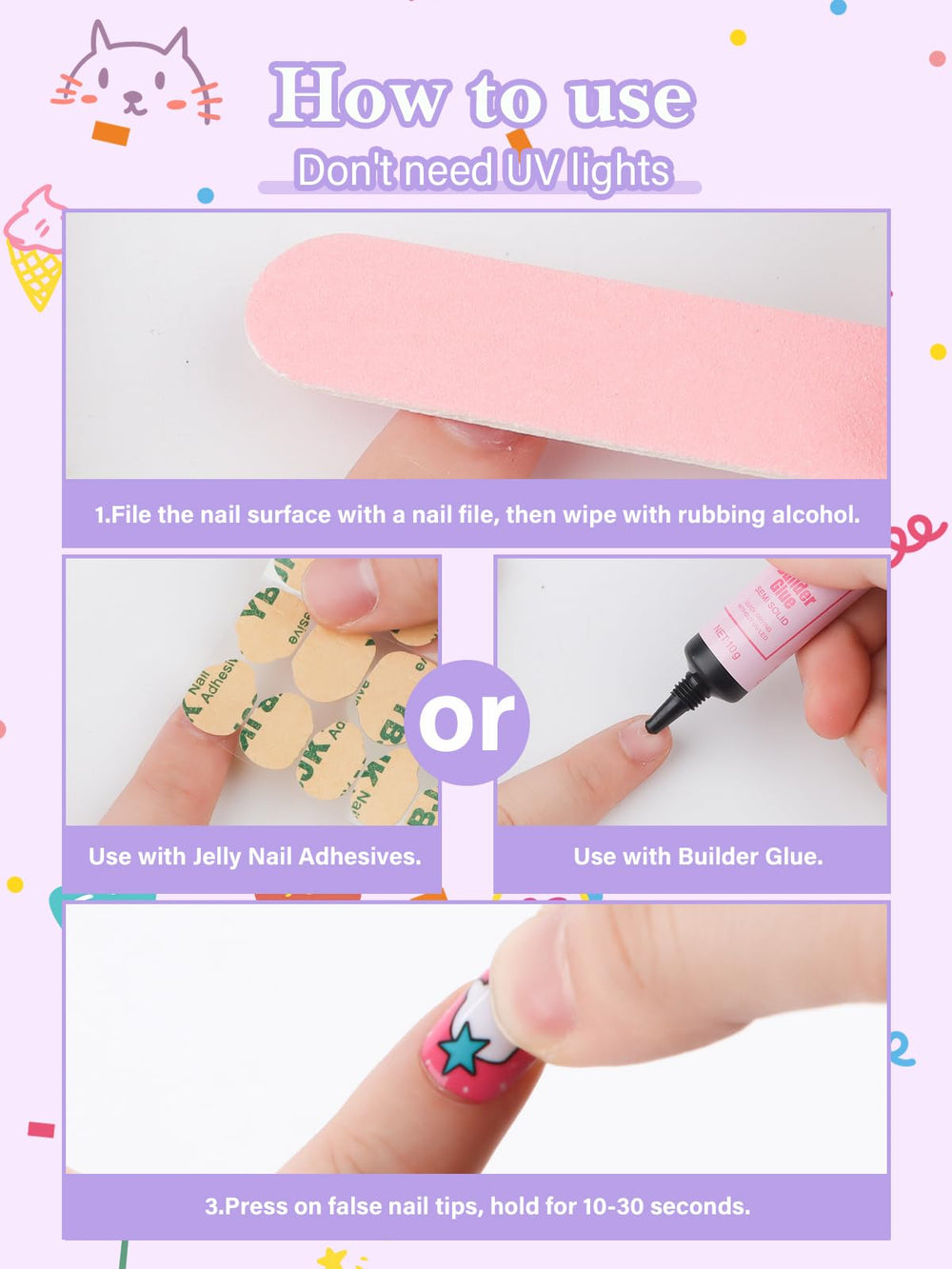 EBANKU 5g nail builder glue included for secure adhesion.