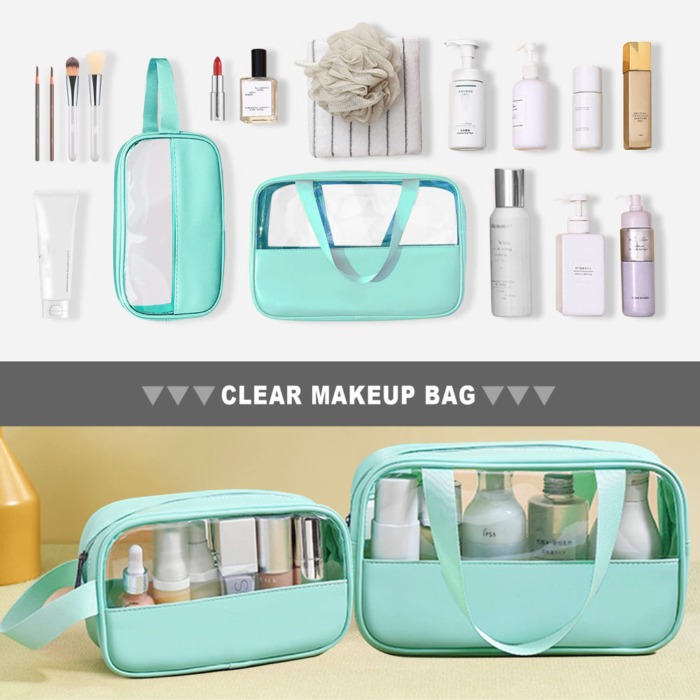 Mint green Ebbniur cosmetic bag handle for comfortable carry
