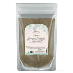Organic Echinacea Purpurea root powder in a labeled 4 oz pouch