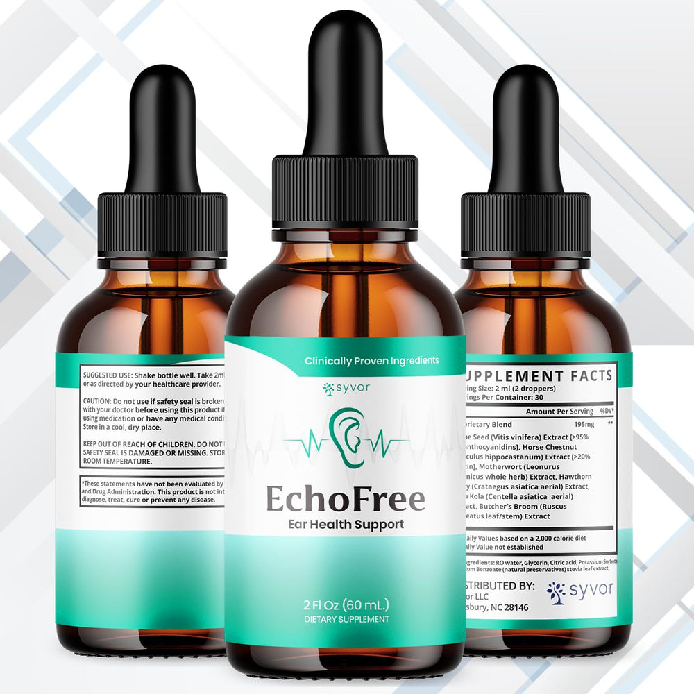 Graphic illustrating Echo Free Drops ear health benefits