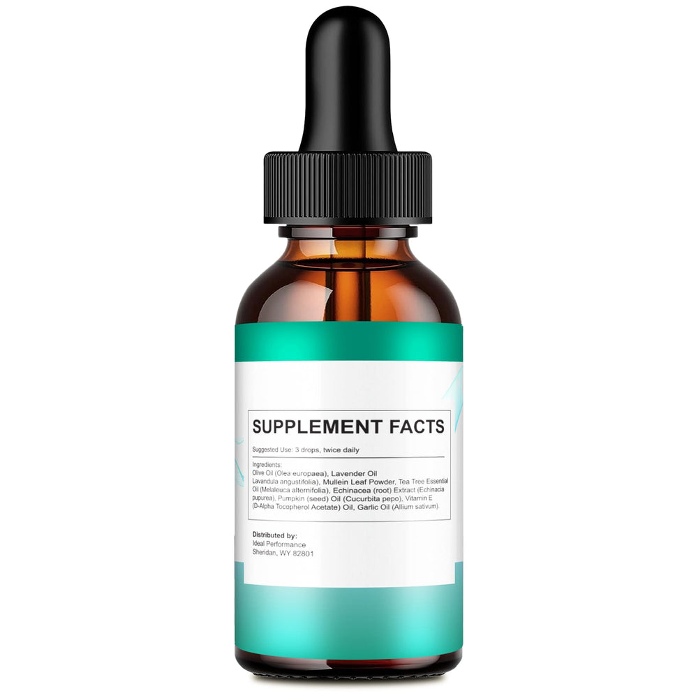 Back view of Echo Free Tinnitus Drops bottle with label