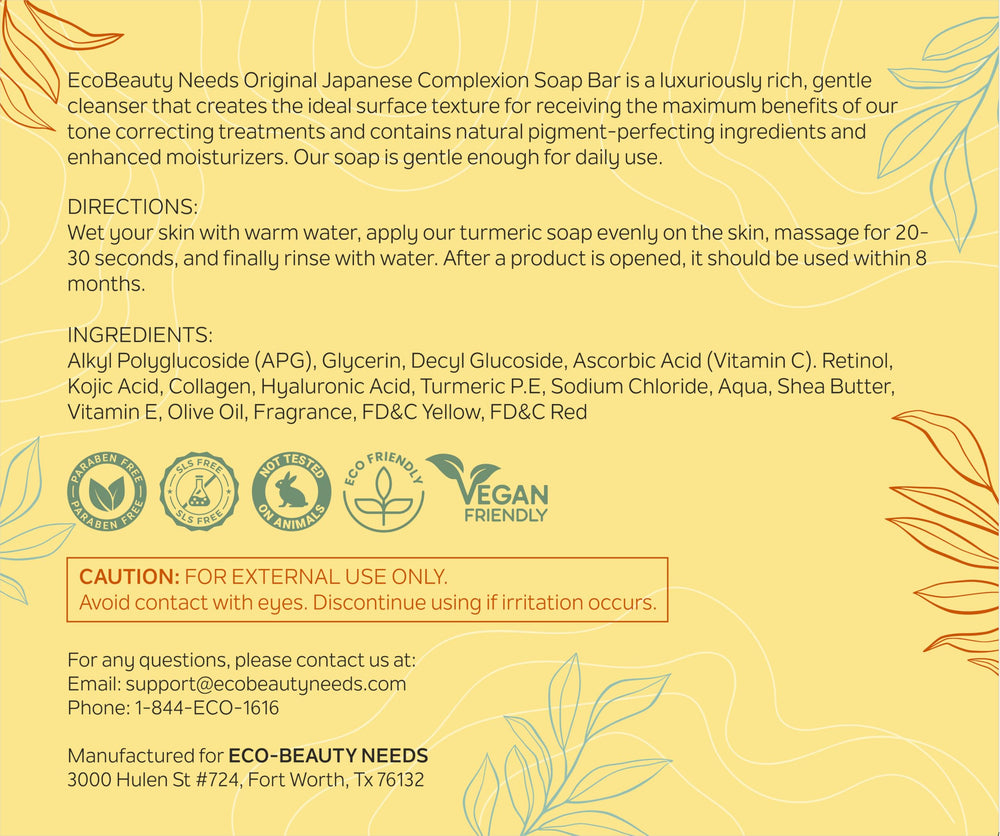Eco Beauty Needs ingredient list image highlights skin-friendly components.
