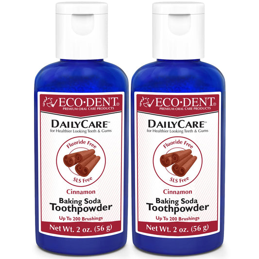 ECO-DENT DailyCare Cinnamon Toothpowder 2 oz bottle, front view