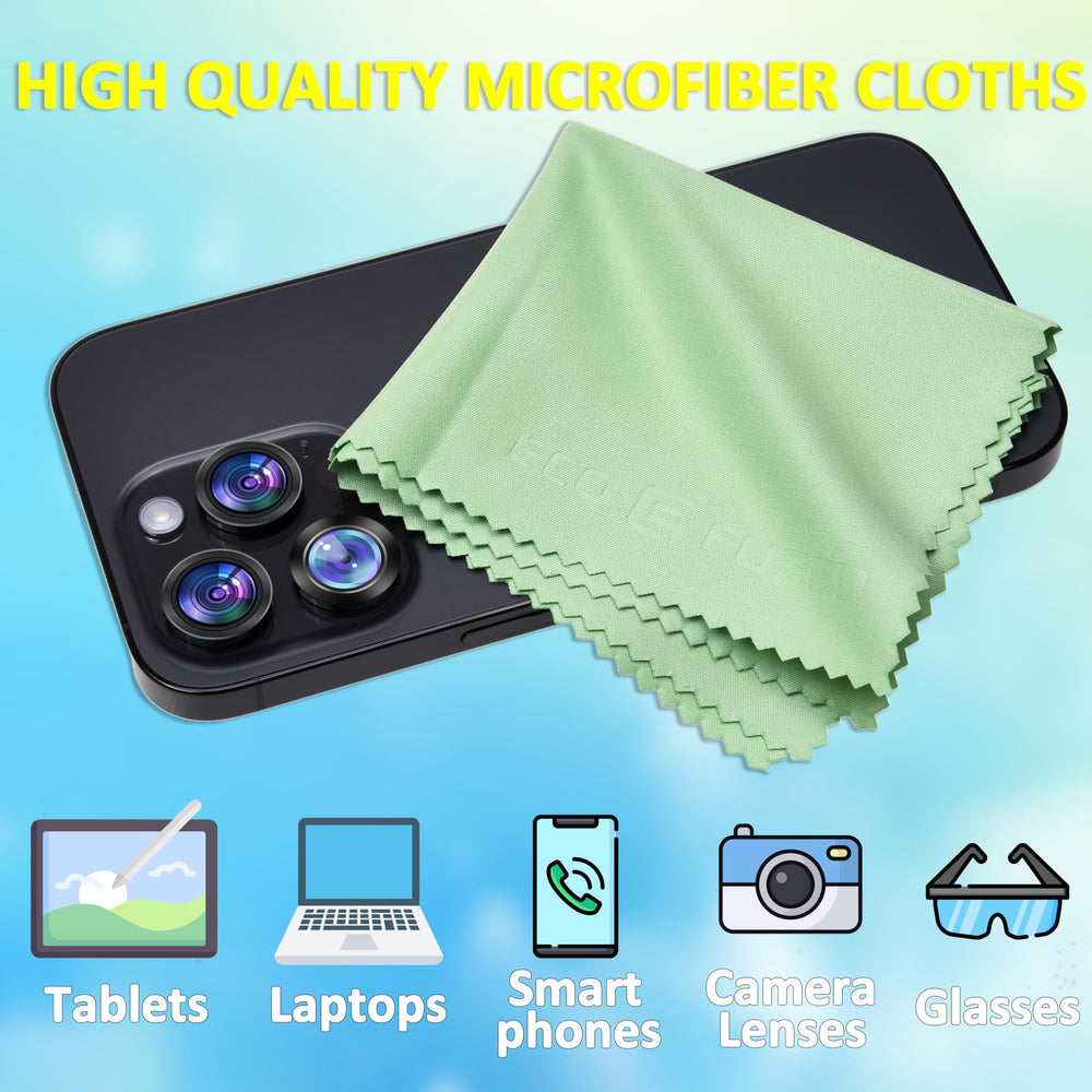White microfiber cleaning cloth 8 x 14 cm for small devices