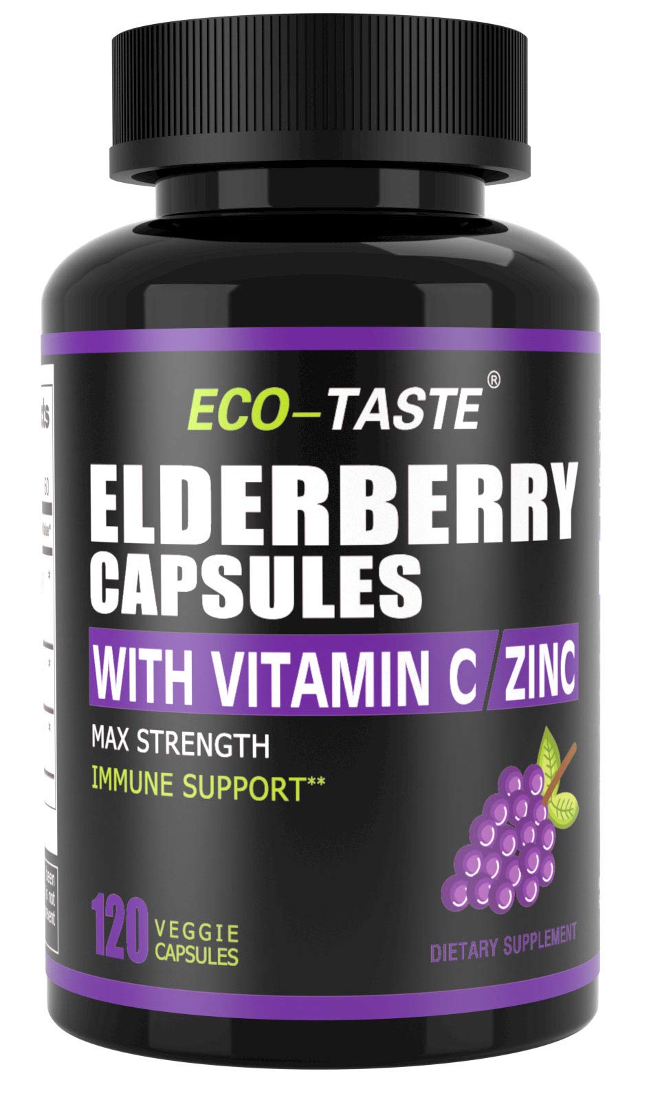 ECO-TASTE Elderberry Capsules bottle – 120 veggie capsules