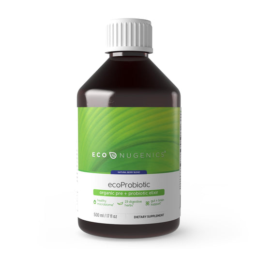 EcoNugenics ecoProbiotic bottle front with 17 oz size