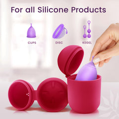 EcoBlossom compatible with any cup image shows universal sizing for cups and discs.