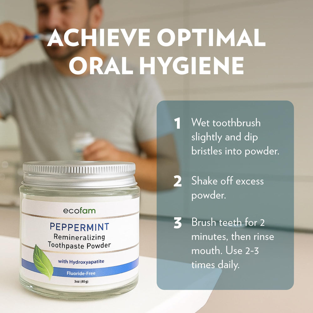 Fluoride-free toothpaste powder ingredient label