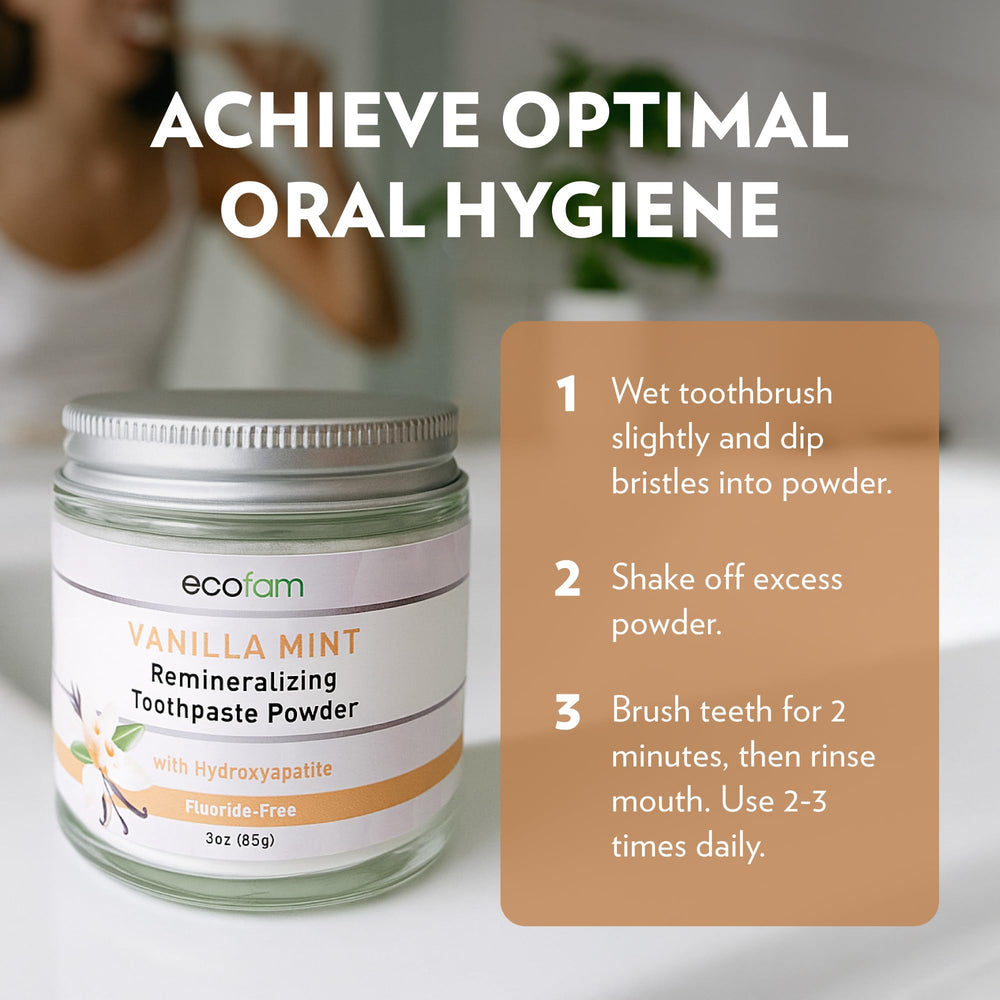 Zero-waste glass packaging for Ecofam toothpaste powder