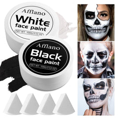 Ecofavor Black and White Face Paint creams close-up showing rich texture for bold designs.