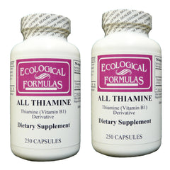 Two-bottle pack of Ecological Formulas All Thiamine B1 50 mg 250 capsules each