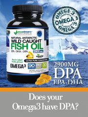 Ecostream Naturals DPA-EPA-DHA softgels close-up shows compact, easy-to-swallow capsules