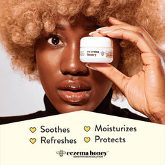 ECZEMA HONEY dermatologist-tested label signals safe daily use for sensitive eye areas.