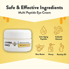 ECZEMA HONEY eye cream daily application demonstrates gentle hydration for eczema-prone eyes.