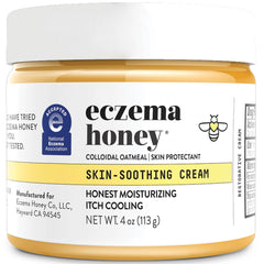 ECZEMA HONEY original skin soothing cream tub provides daily hydration and itch relief.