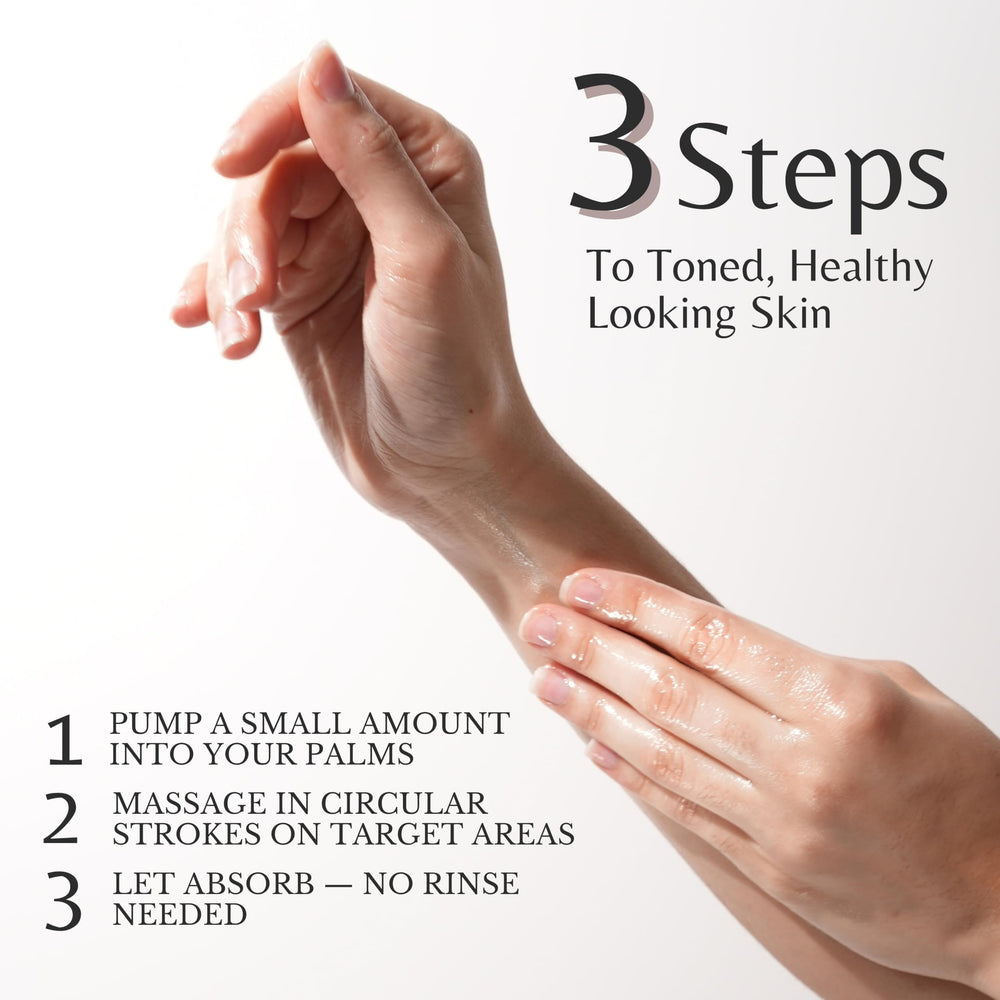 Product shown for use on body, legs, thighs and buttocks