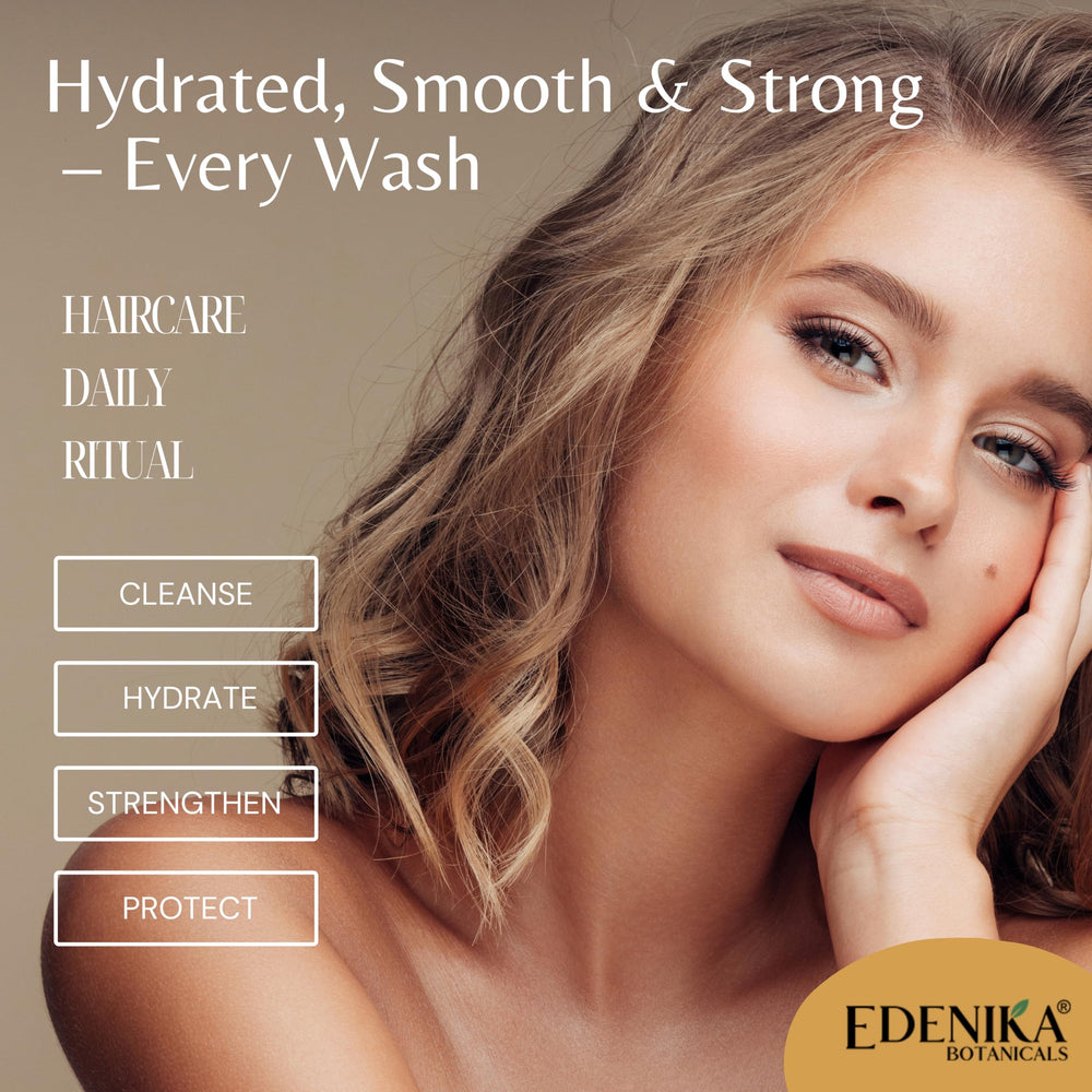 EDENIKA BOTANICALS grapeseed ingredient macro shot signals lightweight conditioning.