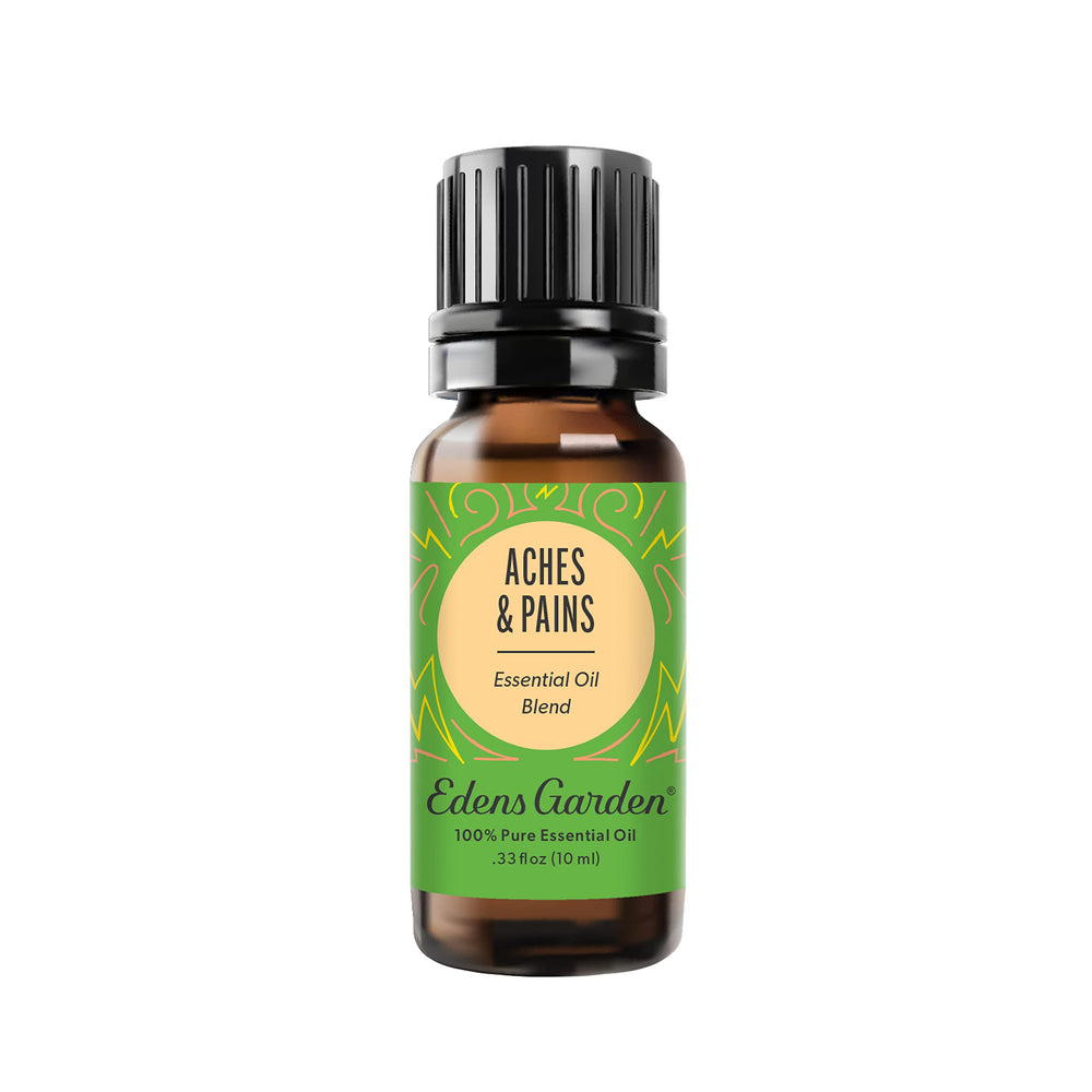 10 ml bottle of Edens Garden Aches & Pains essential oil blend.