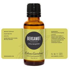 Edens Garden Bergamot essential oil packaging and 30 ml bottle