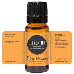 Edens Garden brand logo with Clementine oil packaging