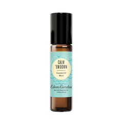 Edens Garden Calm 'Em Down essential oil roll-on bottle with label