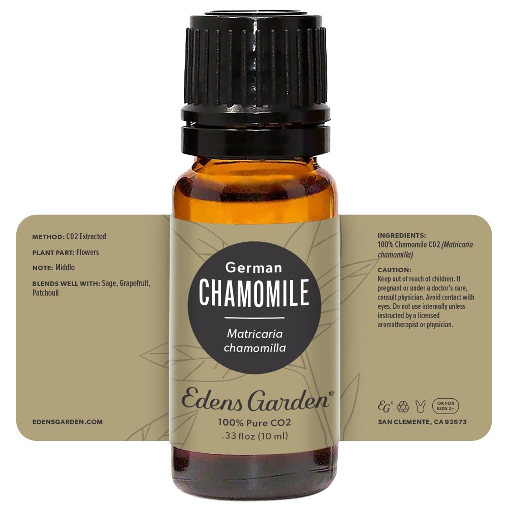 Edens Garden Chamomile CO2 essential oil packaging (10 ml).