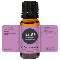 Damiana essential oil candle and aromatherapy setup.
