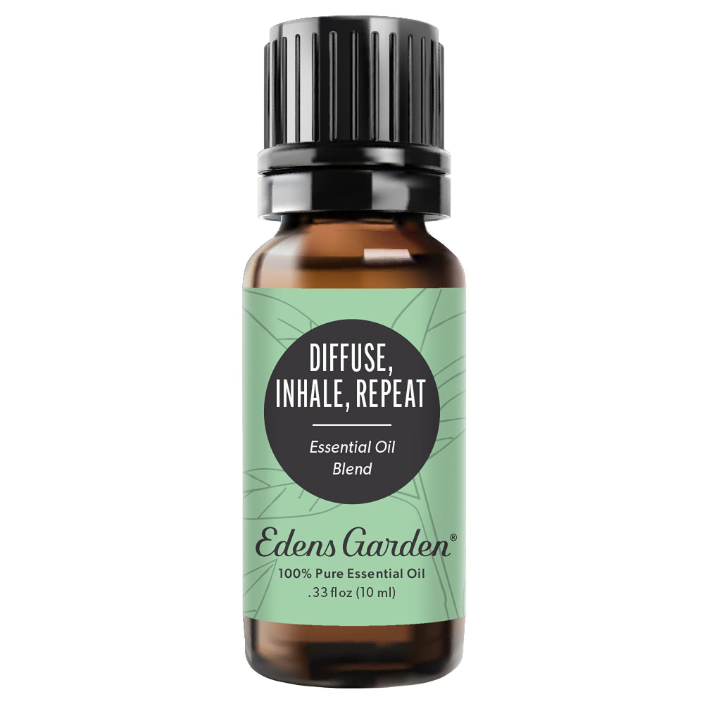 Edens Garden Diffuse Inhale Repeat 10ml essential oil bottle with forest imagery