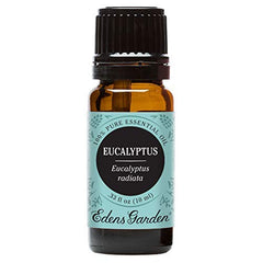 Bottle with eucalyptus leaves background